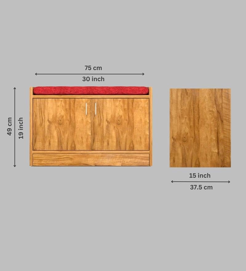 Image of SPECIALITY PANELS Wooden Shoe Cabinet with Cushion Seating Bench Shoe Rack with Doors Spacious Storage Shelves Entryway Shoe Organizer Cabinet for Home Living Room Bedroom Hallway | DIY Assembly