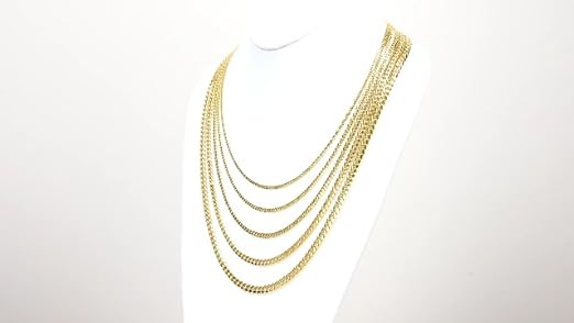 Nuragold 18k Real Yellow Gold Solid Miami Cuban Link 7mm