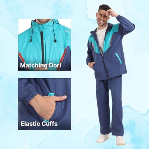 Image of Citizen Hooded Raincoat for Men Women Waterproof for Bike Riders HT Micro TPU Fabric Lightweight Stylish Sealed Hood, Large Pockets, Heavy-Duty Zippers Rainwear with Carry Pouch-CR019