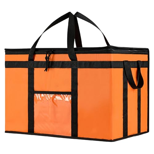 Image of NZ home Insulated Bags for Food Delivery (3XL) Grocery Shopping Cooler Bag, Pizza Delivery, Hot & Cold Catering Tote, Reusable, Foldable & Heavy Duty (Orange)