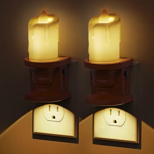 Image of L LOHAS LED Night Light, Flameless Candle Night Light, Vintage Nightlight | 2 Pack, 3 Lighting Model, Dusk to Dawn Sensor, Brightness Adjustable, 3000K Soft White for Middle Age Decor