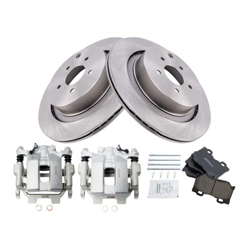 Image of TRQ Rear Brake Pad and Rotor Set Ceramic Rotors Calipers Compatible with 2014-2019 Infiniti Q50 2017-2018 Q60