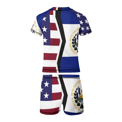 United States and El Salvador FlagChildren's Casual Swimsuit Set - Simple and Versatile7-9Y（120cm）3