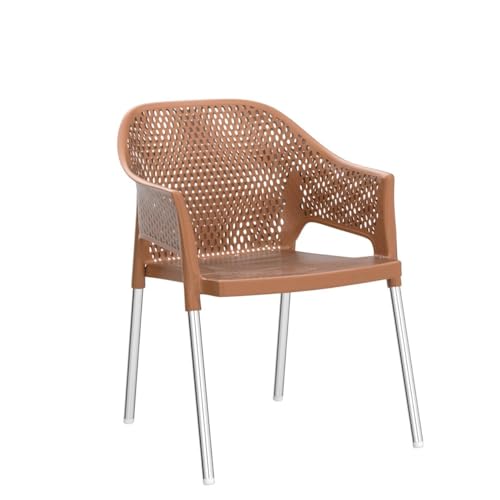 Image of ITALICA Plasteel Arm Chair for Home, Office, Living Room /Matte Finish Plastic Outdoor Chair /Patio Chairs for Balcony | Suitable for Indoor & Outdoor (1209, Beige, Set of 1 Chair)