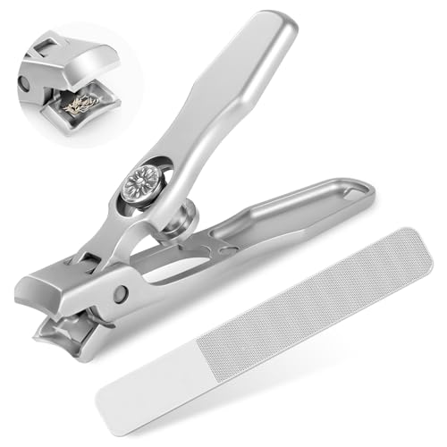 LOPHE Nail Clippers for Thick Nails Professional Stainless Steel Nail Cutter, Toenail Clipper with Glass File