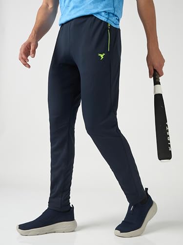Image of TECHNOSPORT Mens Polyester Slim Fit Activewear Track Pant with SPF50+ for Running, Workout Wear Antimicrobial & Quick Dry
