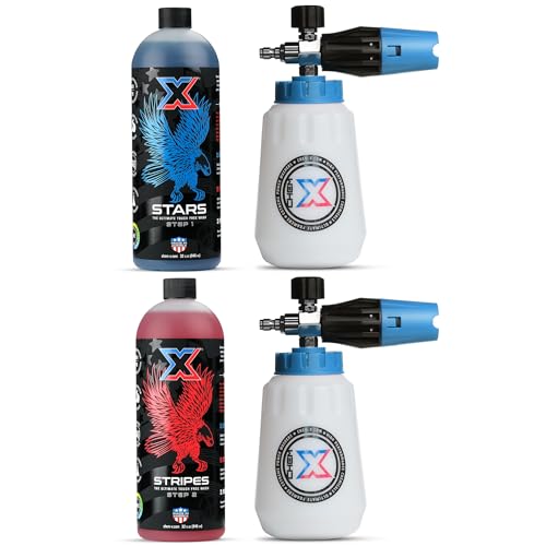 Chem-X: Stars and Stripes Ultimate Touch Free Vehicle Wash Chrome Foam Cannon Kit - 32 Ounce