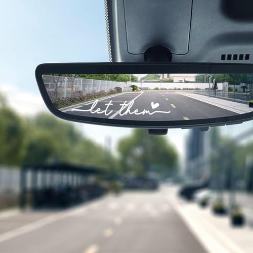 Image of Zpana Car Rearview Mirror Sticker, 3PCS Let Them Vehicle Rear View Window Decal with Heart, Positive Self Affirmation Mindfulness Automotive Bumper Protector Accessories, Universal Fit (White)