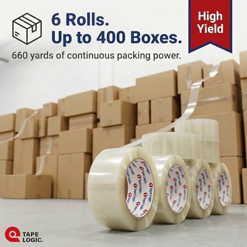 Image of Tape Logic Packing Tape (6-Rolls), 2 inch x 55 yd - Heavy Duty Packaging Tape Refill for Shipping, Moving, Order Fulfillment, Hot Melt 1.6 Mil
