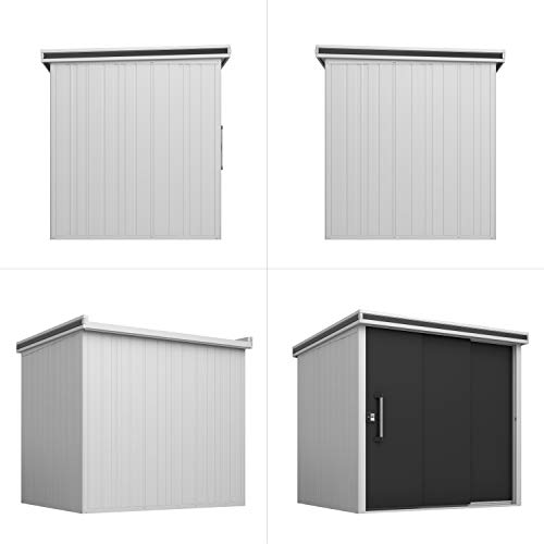 GFP Gerätehaus Metall Gartenhaus 221x186x212 cm Geräteschuppen mit Flachdach inkl. Schiebetür in anthrazit Schuppen… – Bild 2