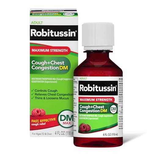 Robitussin Adult Maximum Strength Cough + Chest Congestion DM Max (4 fl. oz. Bottle), Non-Drowsy Cough Suppressant & Expectorant, Raspberry Flavor