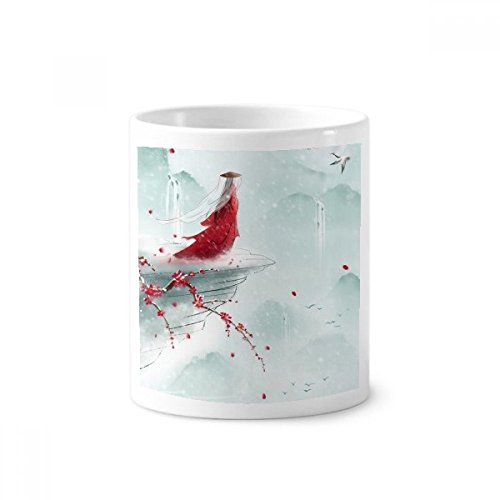 Porte-Stylo Céramique et Mug Aquarelle Chinoise Tasse Blanche Originale 350 ml