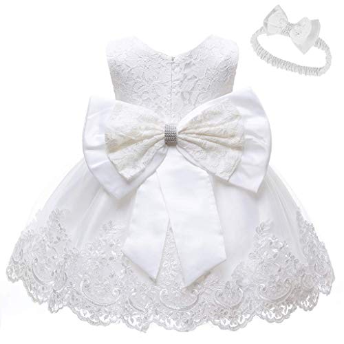 Vestido para niña elegante con encaje y diadema para bodas de princesa