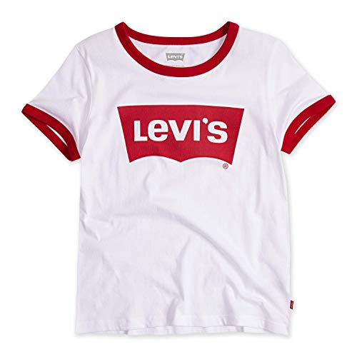 Levi's Girls Classic Batwing T-Shirt, White Ringer, M