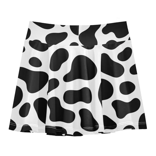 Girls' Shorts Athletic Skorts Black White Cow Print Spots Skirts with Shorts Purple School 3t2