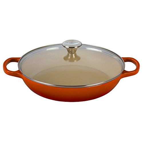 Le Creuset of America Enameled Cast Iron Buffet Casserole with Glass Lid, 3 1/2 quart, Flame
