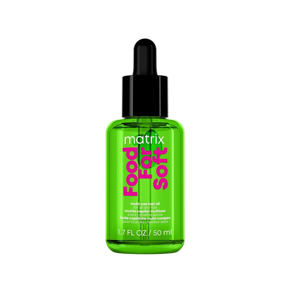Matrix, Olio Multi-Uso Idratante per Capelli Secchi, Termoprotettore, Chioma Effetto Seta, Con Olio di Avocado e Acido Ialuronico, Food For Soft, 50 ml