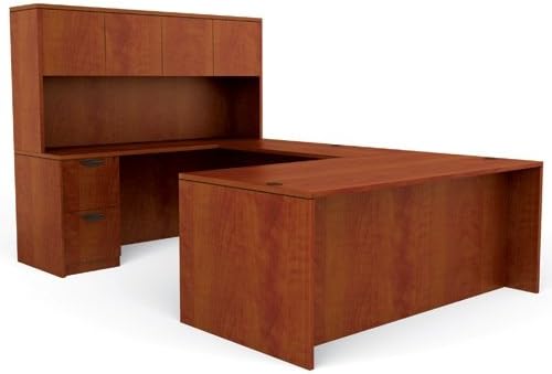 Offices To Go LAYOUTCADC U-Shaped Management Straight Front Desk, Credenza, Hutch, Files, 65-1/2"H x