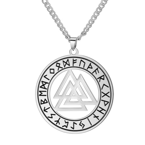Runes scandinaves collier viking valknut pour affirmer votre personnalité punk