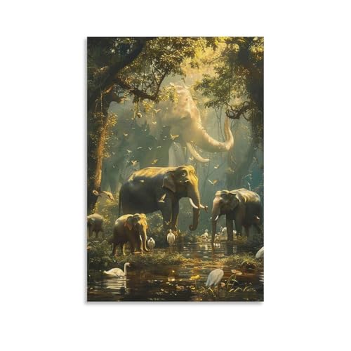 Impression sur toile jungle éléphant 20x30inch durable