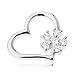 Produktbild ORDO Diamonds® silberner Anhänger 925, Anhänger 925 Silber, 925 Silberanhänger, Damen Anhänger, Kontur asymmetrischen Herzens, hochglänzend, Blume, klare Zirkonia, mit Stempelung, 1.2g