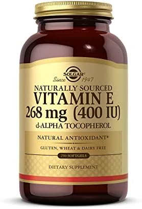 Solgar Vitamin E 268 mg (400 IU), 250 Alpha Softgels - Natural Antioxidant, Skin & Immune System Support - Naturally-Sourced Vitamin E - Gluten Free, Dairy Free - 250 Servings