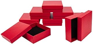 NBEADS 12 Pcs Jewelry Box Case Red Paper Gift Box Cardboard Bracelet Square Boxes for Ring Pendant Packaging, 9x9x3cm