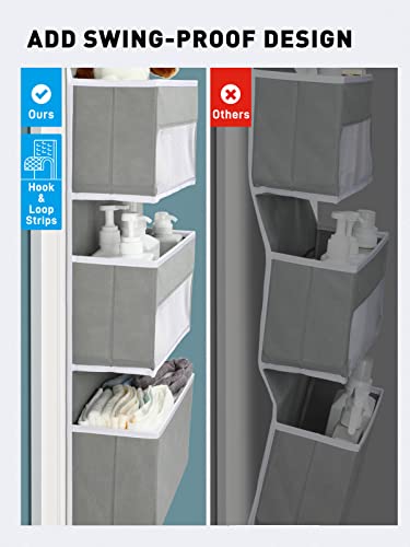 Image of Yecaye 6-Tier Over the Door Storage Organizer, Flexible 1 Split into 2 Swing-proof Hanging Bathroom Storage Organization, Bedroom Organizer and Storage for Newborn Baby Essentials, Grey