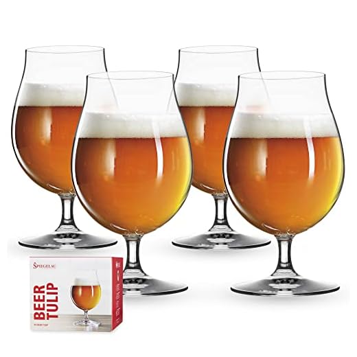 Spiegelau Beer Classics Tulip Glasses, Set of 4, European-Made Lead-Free Crystal, Modern Beer Glasses, Dishwasher Safe, Professional Quality Beer Tulip Glass Gift Set, 15.5 oz