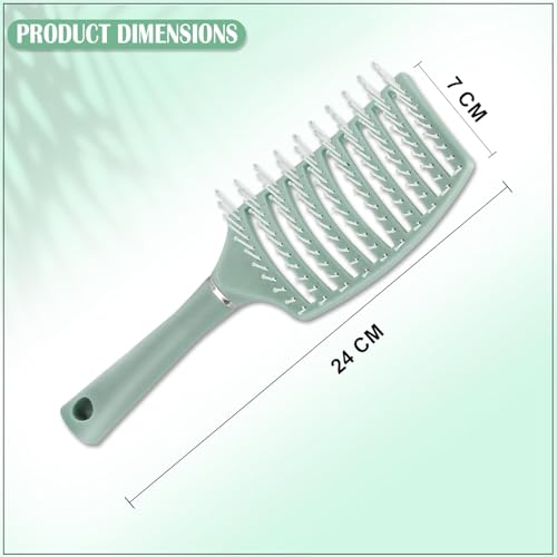 Image of OTAK Detangling Hair Brush for Women Men Kids, Curly Hair Brush Wet Dry Styling Comb, Anti Breakage Scalp Massager, Frizz Control Grooming Tool, Portable Salon Home Travel Accessory - Green
