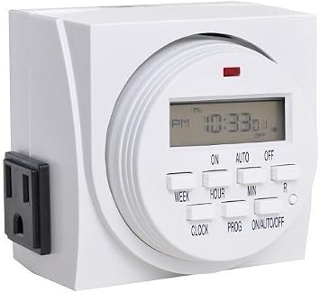 7-Day Weekly Digital Dual Heavy Duty Electrical Outlet Plug Programmable Lighting Timer