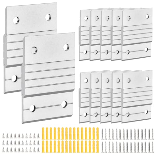 Image of 12 Pairs French Cleat Picture Hanger, 2inch Aluminum French Cleat Hanger Heavy Duty, Z Clips Interlocking Wall Mounting Bracket Hardware Kit Level Tool for Photo Art Frames Mirror Cabinet
