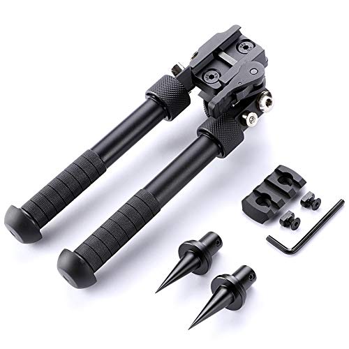 SAWKE Bipod for Rifles - 6.5-9 Inch Tactical Rifle Bipod Adjustable,CNC QD Lever Mount,360 Degree Swivel Adapter with Bipod Spikes and Picatinny Rail Mount