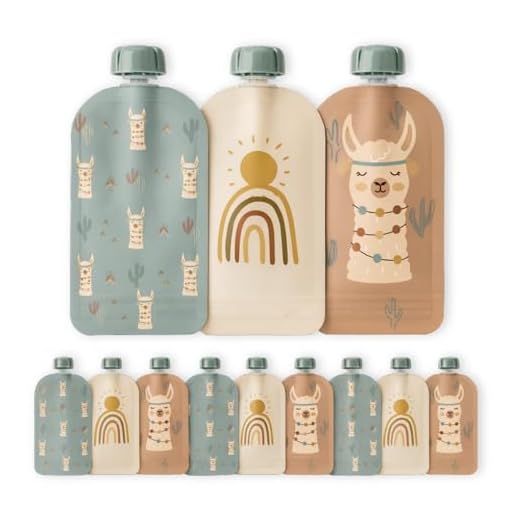 Hippypotamus Reusable Baby Food Pouches for Toddlers - BPA Free Food Grade - Dishwasher & Freezer Safe - Baby Food Containers - Refillable Squeeze Pouch for Applesauce & Yogurt - 12 Pack (Llamas)