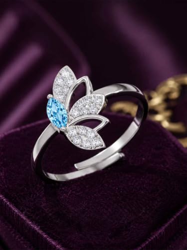 Image of Clara 925 Sterling Silver Blue Zirconia Adjustable Ring for Women