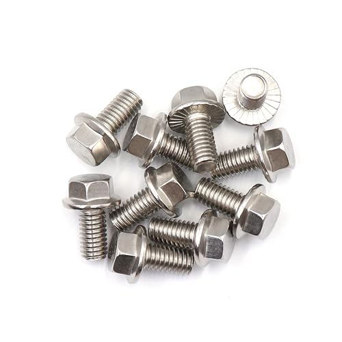 Image of cSeao 3 /8 inch-16 x 3 /4 inch Flanged Hex Head Bolts Flange Hexagon Screws, Stainless Steel 304, DIN 6921, 10 PCS