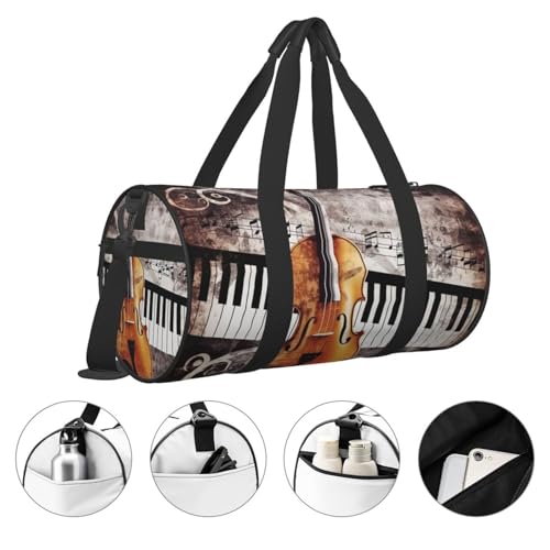 Travel Duffel Bag Sports Gym Bag With Shoes Compartment,Lightweight Overnight Weekender Bag Piano Violin Music Notes Yoga Gym Sports Bag For Men Women4