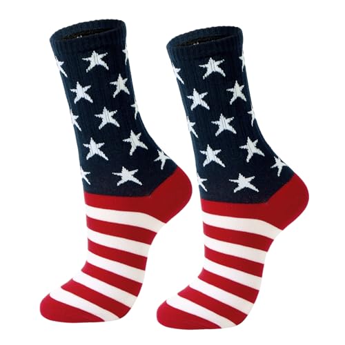 Image of Zando Novelty Striped Retro Vintage Casual Crew Socks for Women - Cotton Sporty Calf Socks