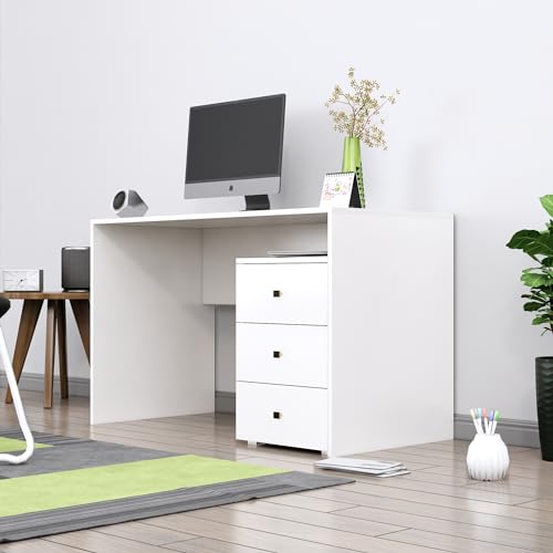 Image of Bniture Wooden Study Table for Home with Bottom Storage | Engineered Wood Study Table with Book Shelf | Multi Purpose Computer Desk for Writing | Laptop Table for Office & Home | Flower Wenge