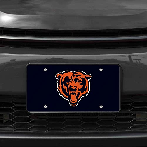 Rico Industries Nfl Chicago Bears - Bear Head Laser Inlaid Metal License Plate Tag , 6 X 12" #TOP1