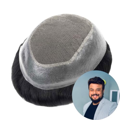 Image of Australian Hair Patch for men | .03MM PU Base with Front Hairline | Ultra Thin base and Light Wieght| 100% natural human hair| Premium Hair Patch For Men (Natural Brown, 7x5)