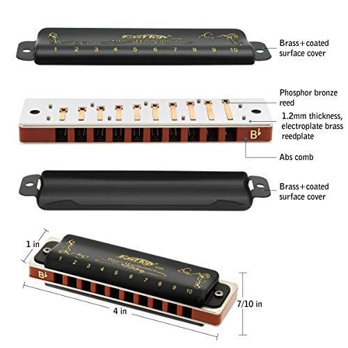 East Top T008K-BK-BB Diatonic Harmonica Key Of Bb 10 Holes 20 Tones 008K Blues Harp Mouth Organ Harmonica thumb #2