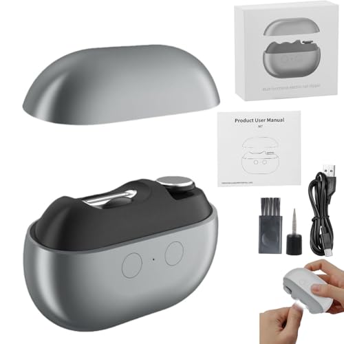 Coupe-ongles électrique Yosody 2 en 1, intelligent et rechargeable par USB, avec lumière LED, rangement des restes d'ongles, coupe-ongles et polisseuse (Gris)