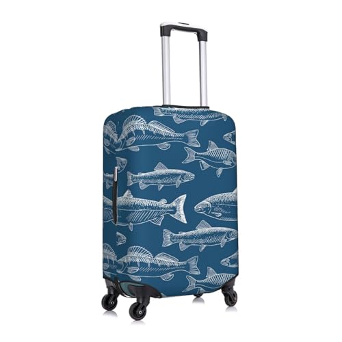 Ocean Fishes Print Suitcase Cover Luggage Protector Washable Elastic Fashionable Travel Gear Cover3