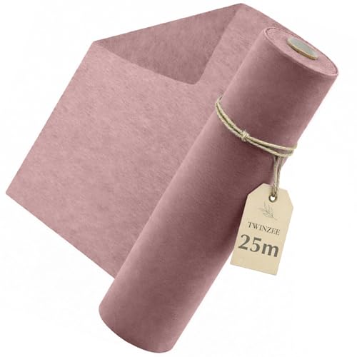 Twinzee Camino De Mesa Rosa Polvo 30cm x 25m   Table Runner para Decoración de Dulce Comunion, Fiesta, Cumpleaños, Bodas y Ocasiones Especiales