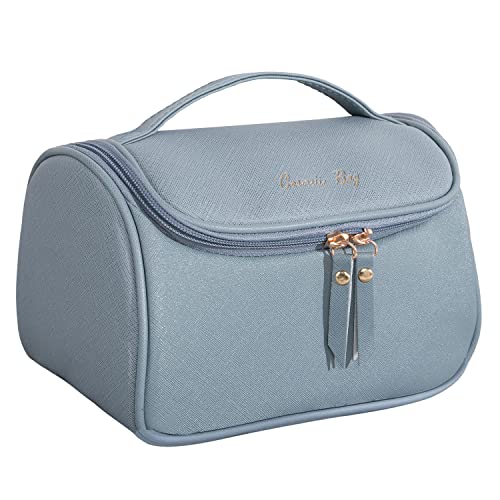 Makeup Bag Cosmetic Bags Large Deep Handbag Traveling Organizer for Women and Girls Make up Waterproof Travel Bags (Blueish Gray)