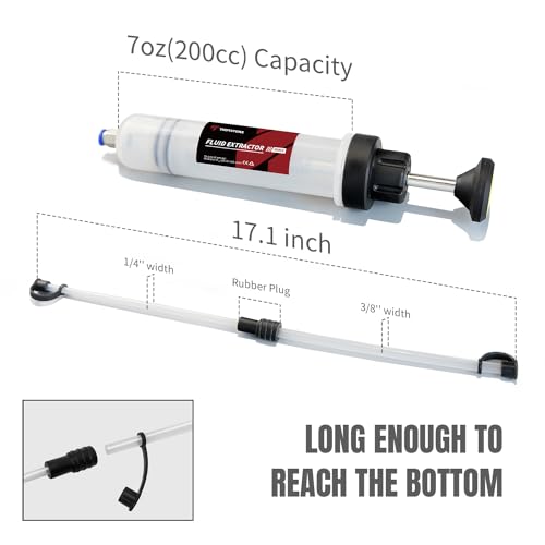 Thorstone 200cc Automotive Fluid Extractor Pump, Manual Oil Change Syringe with 2pcs 22cm PVC Suction Tubes - Image 3