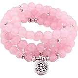 GVUSMIL 8mm 108 Mala Beads Wrap Bracelet Necklace for Yoga Charm Bracelet Natural Gemstone Jewelry for Women Men
