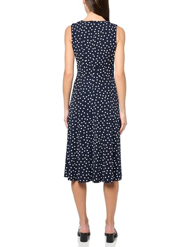 Image of London Times Women's Sleeveless Inset Waist Midi Fit and Flare Dress