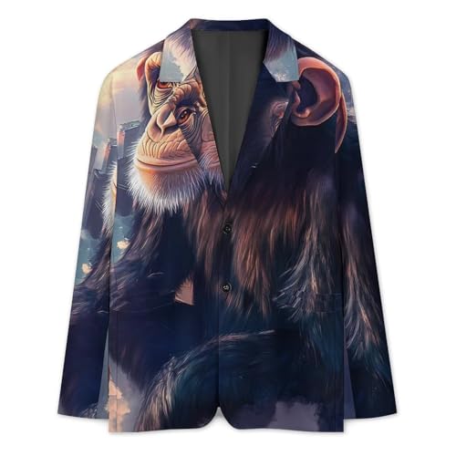 New York City-chimpanzee Men's Blazer Printed Button Suit Jacket Slim Sport Coat Blazers3